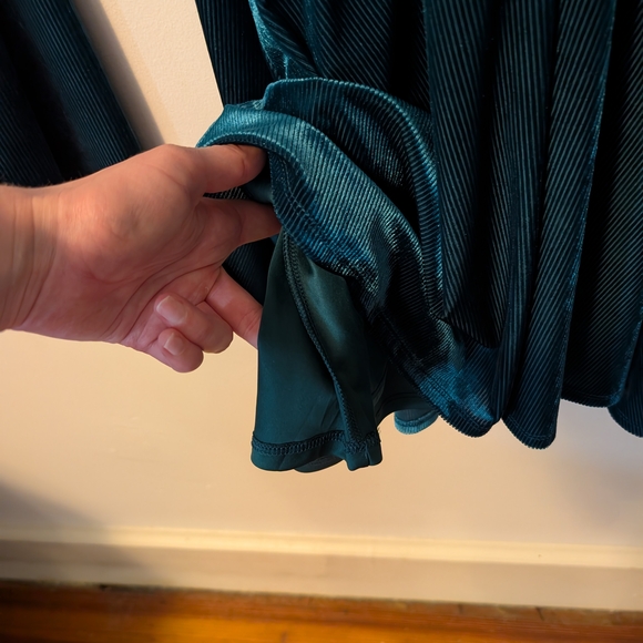 Express Teal Velvet Wrap Dress - Picture 4 of 6